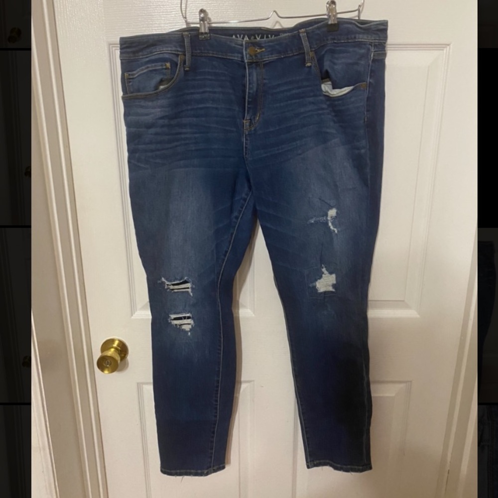 Ava & Viv Distressed Power Stretch Skinny Jeans